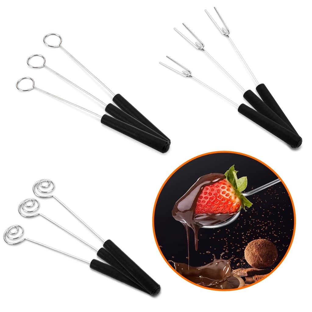 Kit 9 Garfos Para Banhar Chocolate Doces BomBom Fruta Hercules Bakery Aço Inox
