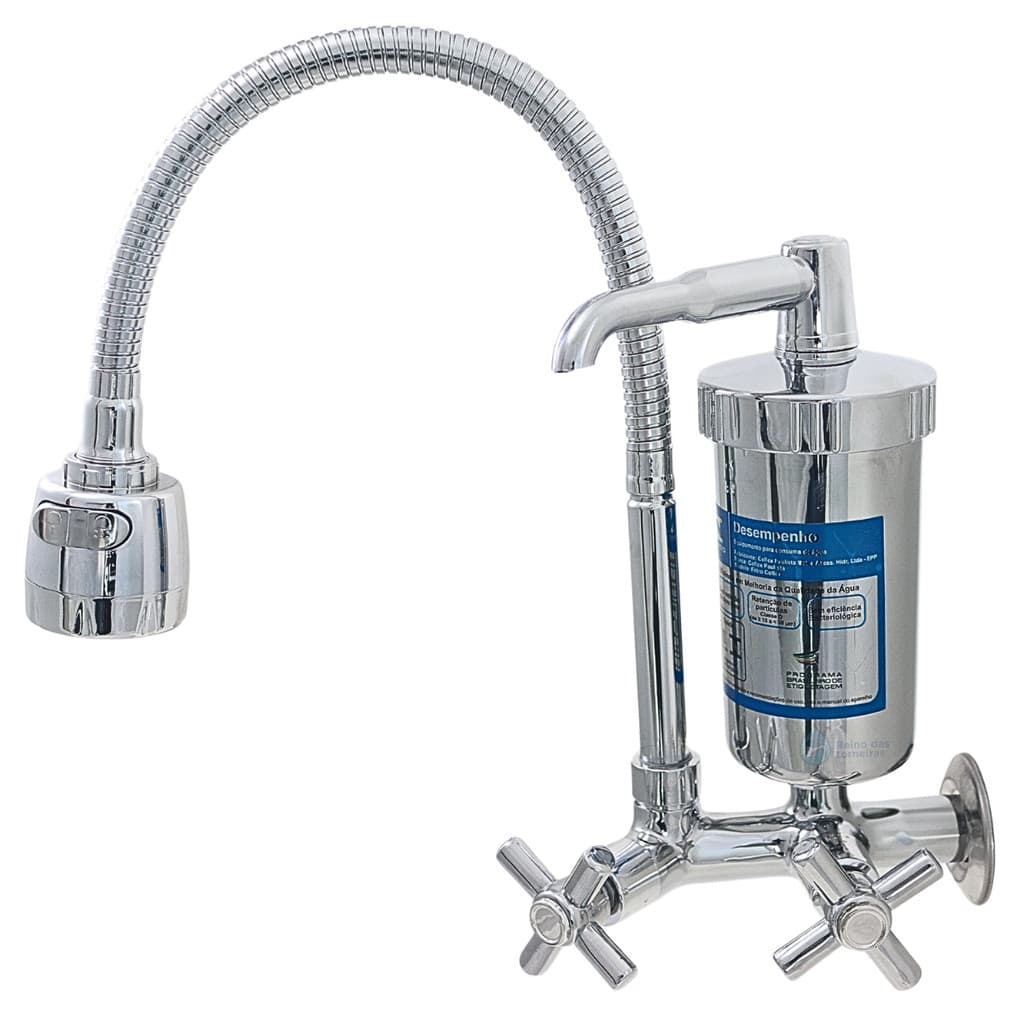 Torneira Gourmet de Parede com FiltroC34 Tubo Inox Flexível e Multidirecional Inmetro