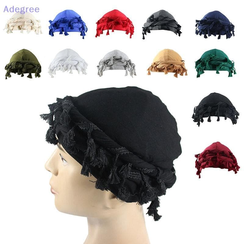 Adegree Chapéu Masculino Rebarba Guarnição Torcido Cauda Franja De Algodão Turbante Chapéus Sa Forro Envoltório Gorro se