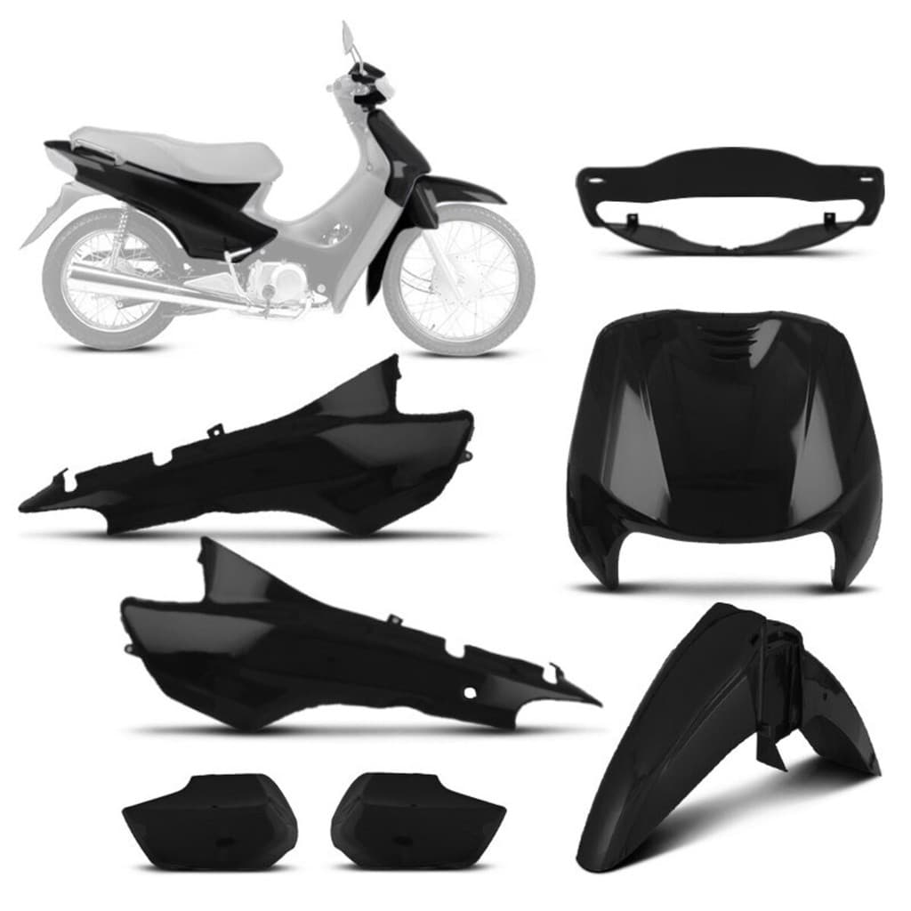 Kit Plasticos Carenagem 5 Peças Plastico Pro Tork Roupa Moto Honda Biz 100 1998 a 2005