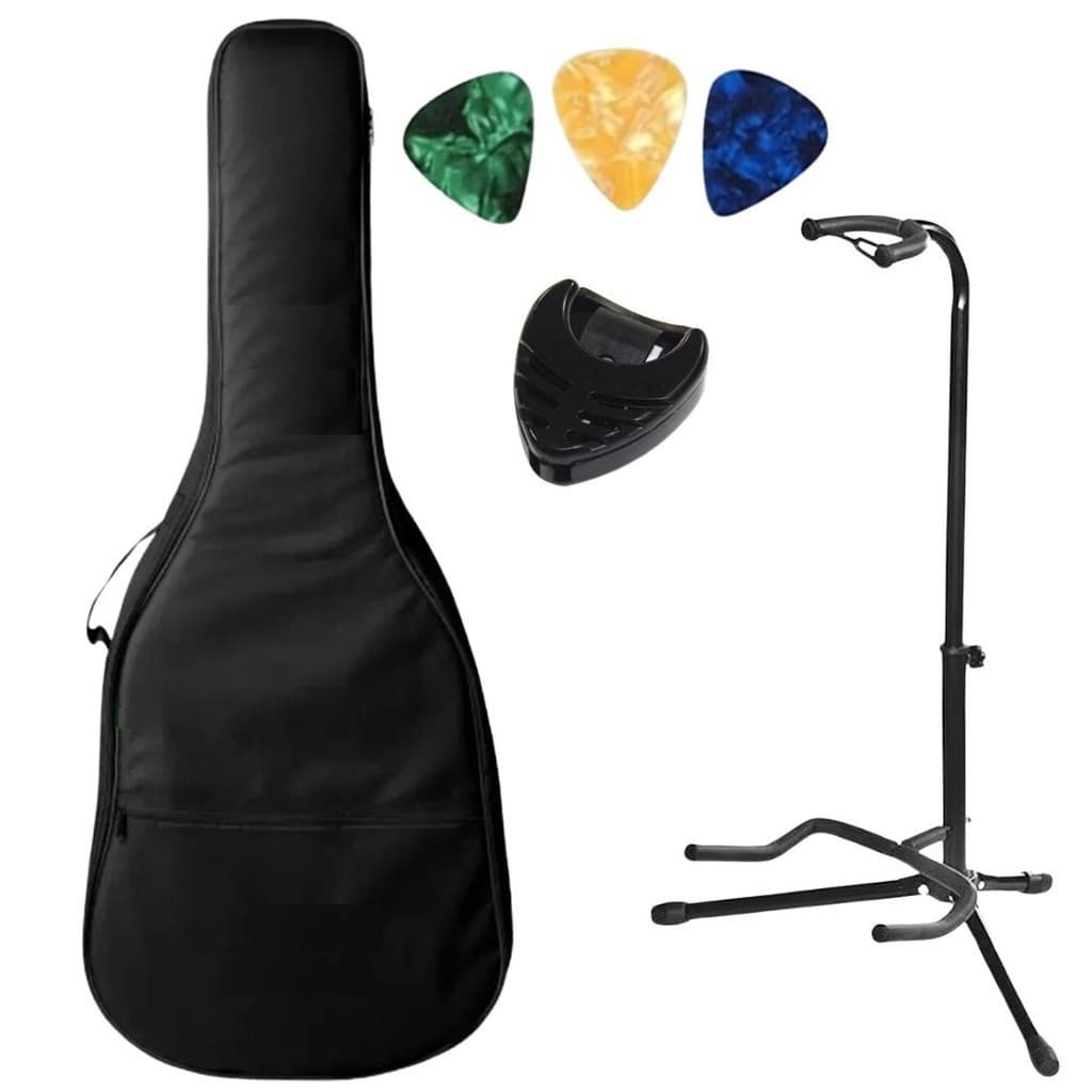 Capa Bag Luxo Violão+ Suporte Chão+3 Palhetas+ Porta Palhetas