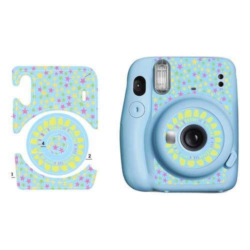 Adesivo Para Câmera Instax Mini 11 Estrelas Fundo Azul
