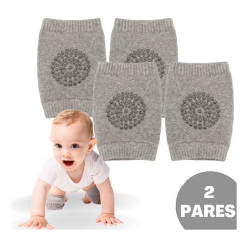 Joelheiras Cinza Bebe Engatinhar Antiderrapante Buba 2 Pares