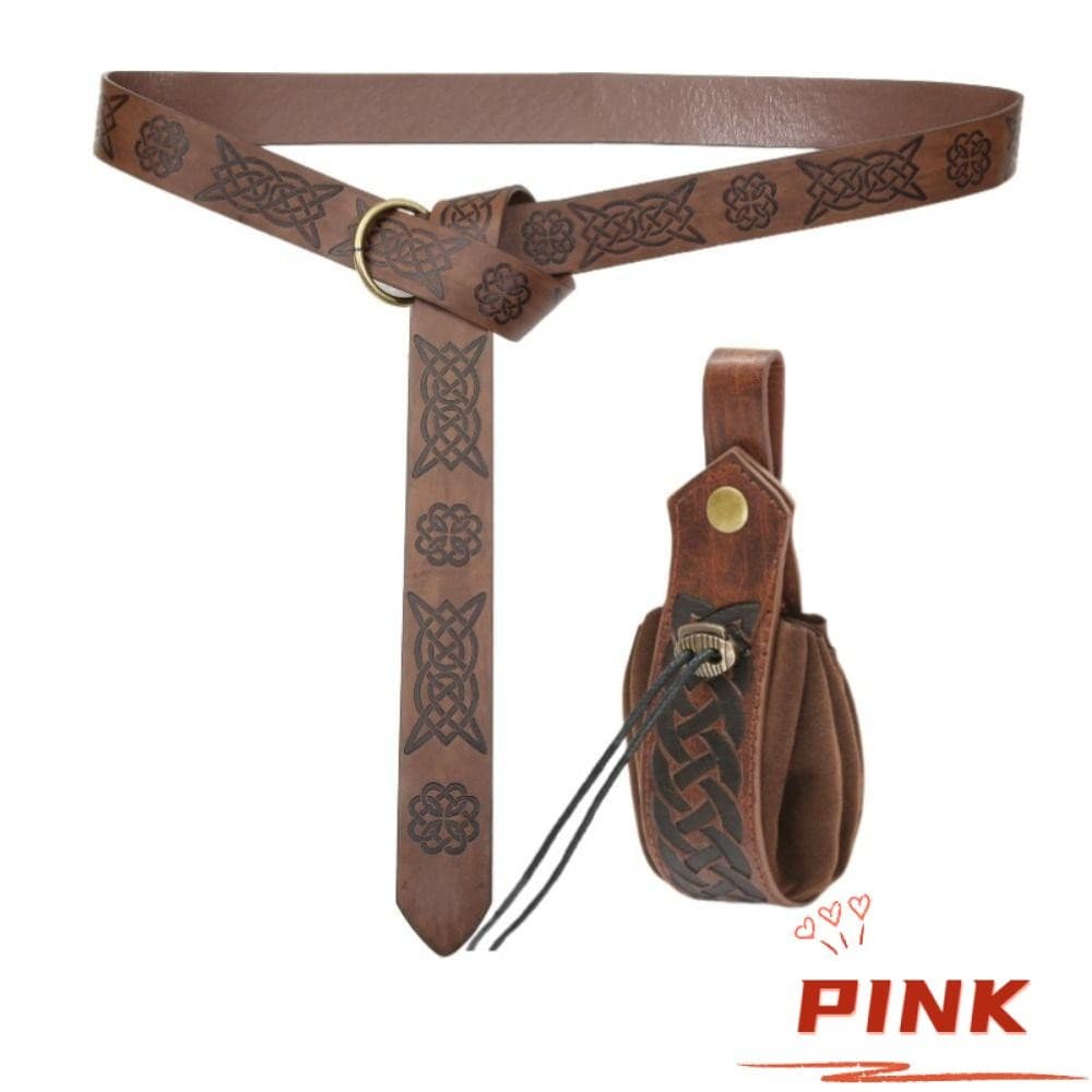 PINK1 Cintura De Cavaleiro , Cinto Medieval Unissex De Couro PU Vikings , Bolsa De Vintage Com Cordão Retrô