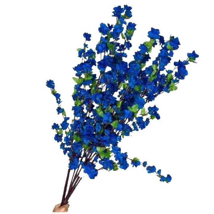 Ramo De Cerejeiras Artificiais, Galho Grande 120cm , Sala  Cor: Azul Escuro