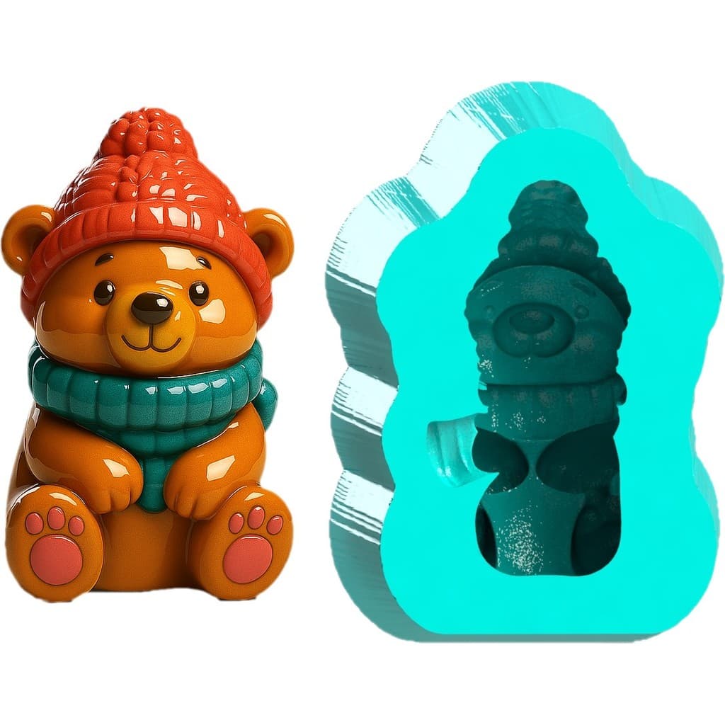 Molde Silicone Urso Cachecol Touca Inverno HB