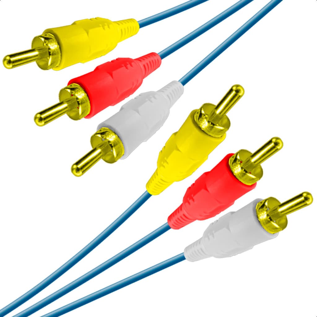 Cabo 3 RCA para 3 RCA Áudio e Vídeo Compatível com TV DVD e Som Antigo
