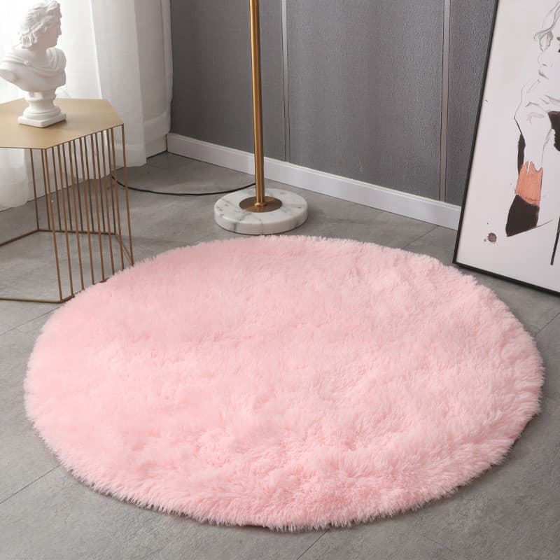 Tapete redondo doméstico de lã longa para sala de estar, Tie-Dye, lã de seda, simples, cobertor de cabeceira para quarto