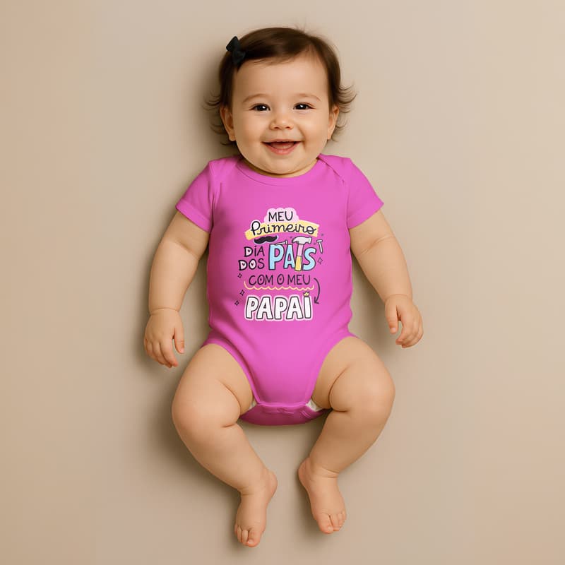 Body Infantil Meu Primeiro Dia dos Pais | Presente Especial para o Papai Delicada Fofa