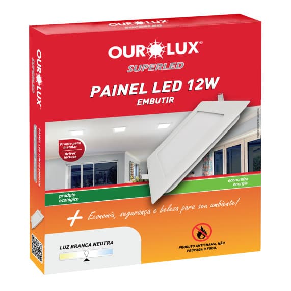 Luminaria Embutir Quadrada Led 12w 2700k - Ourolux