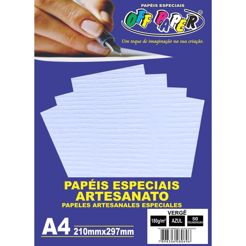 Papel Vergê Azul A4 180 g/m² 50 folhas - Off Paper