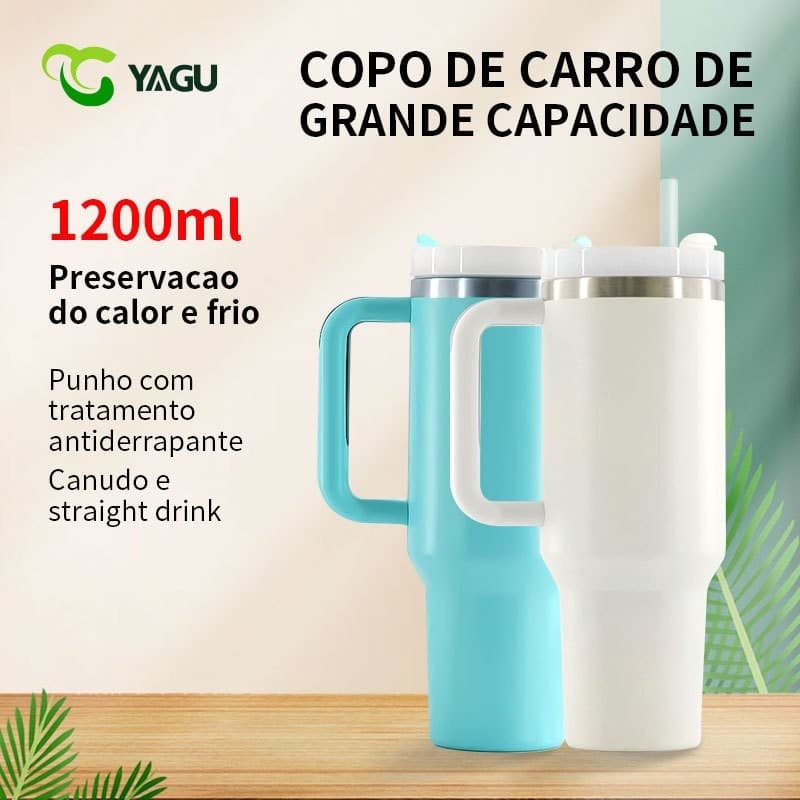 Copo garrafa Térmica Inox 1200ml Parede Dupla tampa Canudo Premium