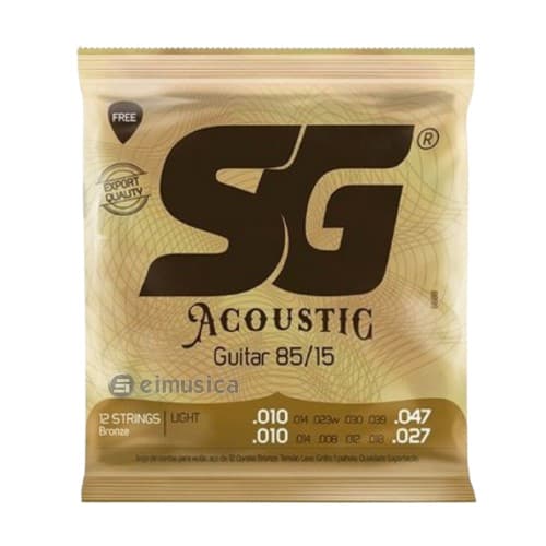 Encordoamento Para Violão Aço 12 Cordas Bronze 85 15 P/violao 0.010 - 0.047 / 0.010 - 0.027 Sg