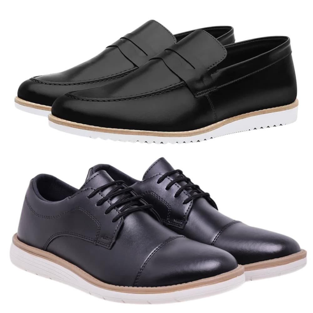 Kit Sapato Oxford Masculino Loafer Mocassim Broge Derby Premium Costurado