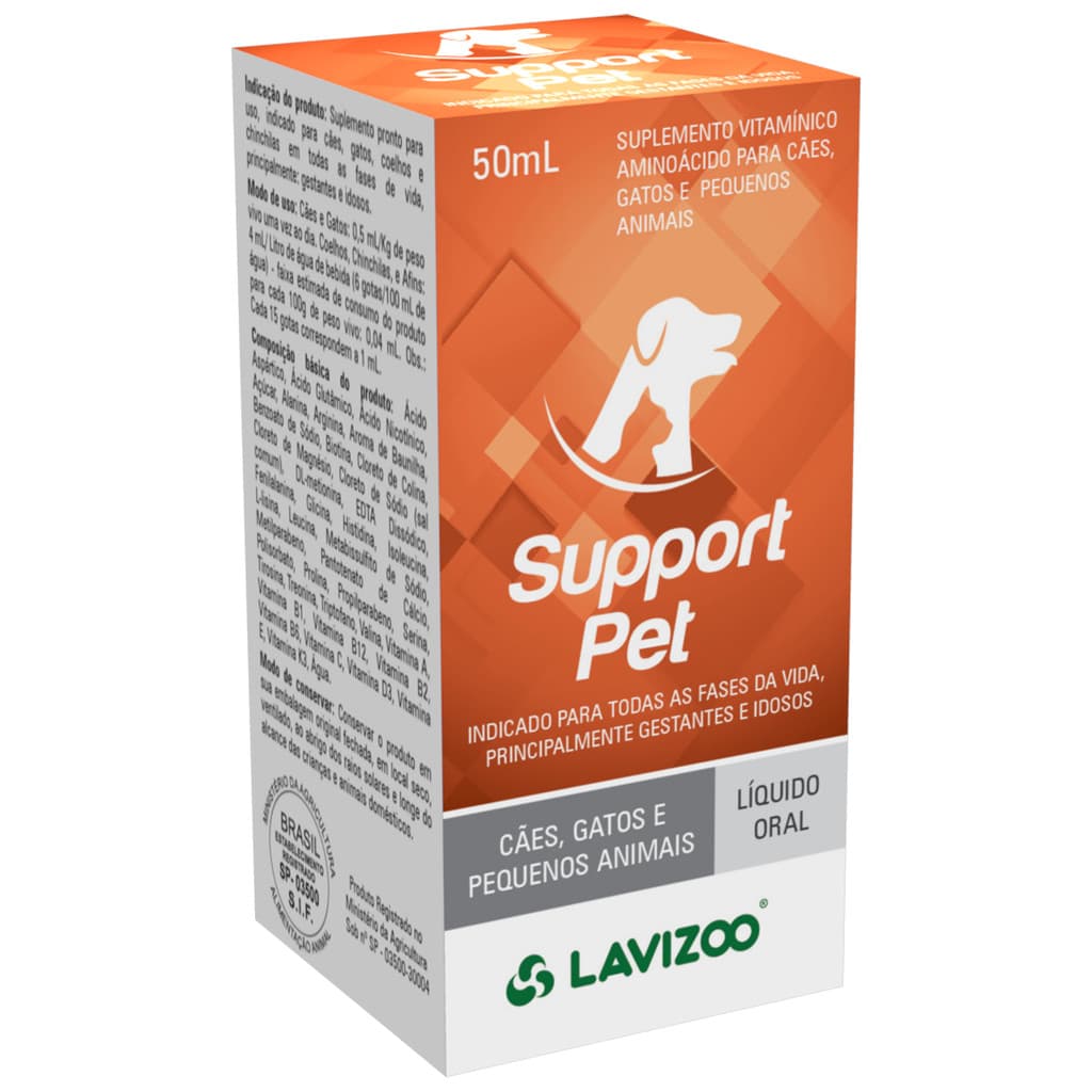 Support Pet Lavizoo 50ml Suplemento Fortificante para Animais