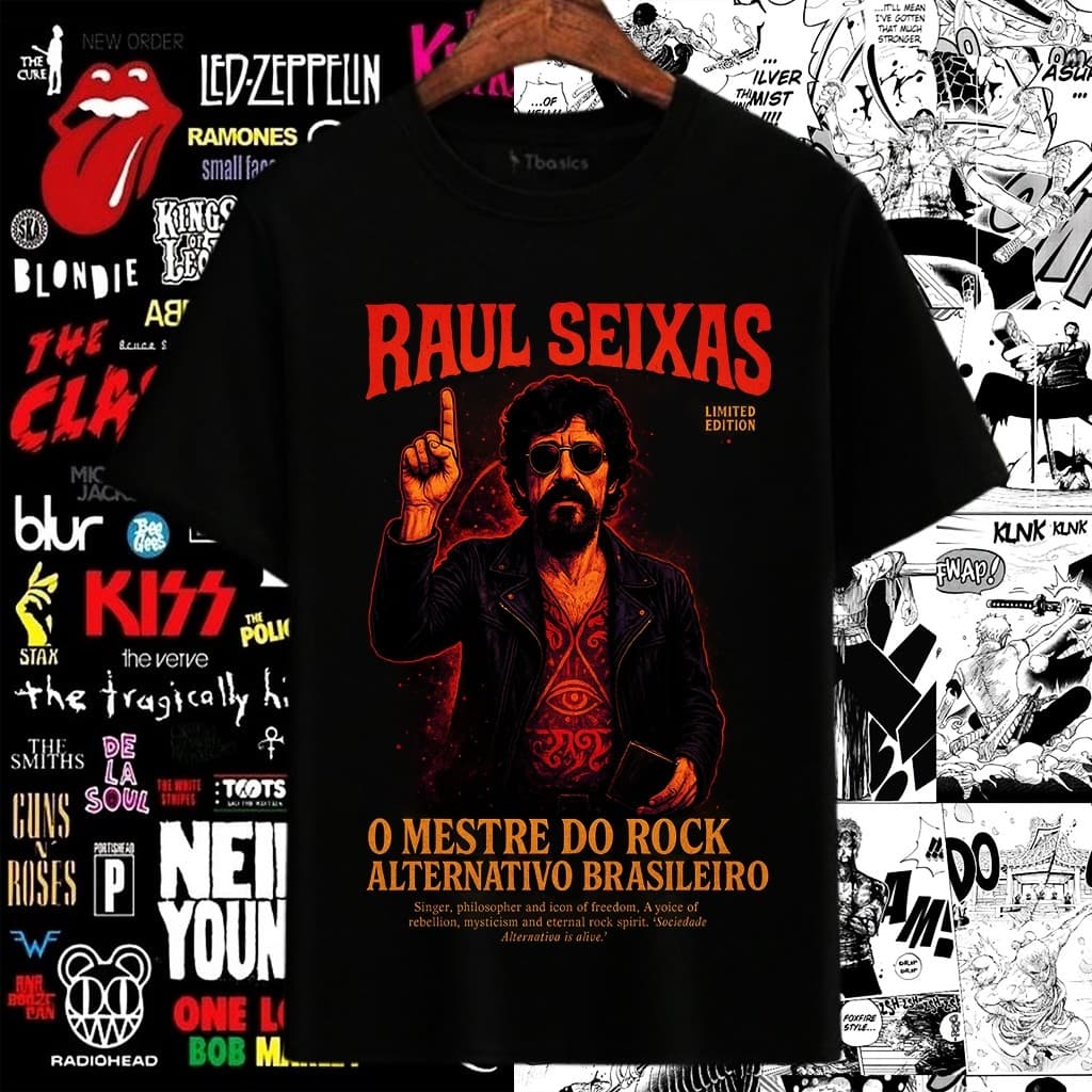 Camisa Raul Seixas Mestre do rock alternativo