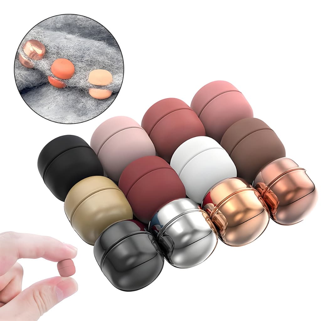 Kit 12 Fivelas Magnéticas - Fixador Seguro Lenço/Cachecol, Broche Fácil Colar Premium, Anti-Queda para Roupas Finas 🔗👌