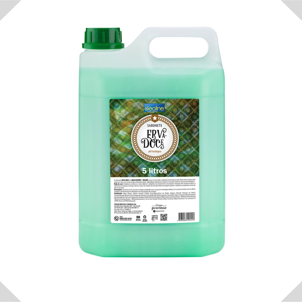 SABONETE LIQUIDO 05 LITROS ERVA DOCE PREMISSE