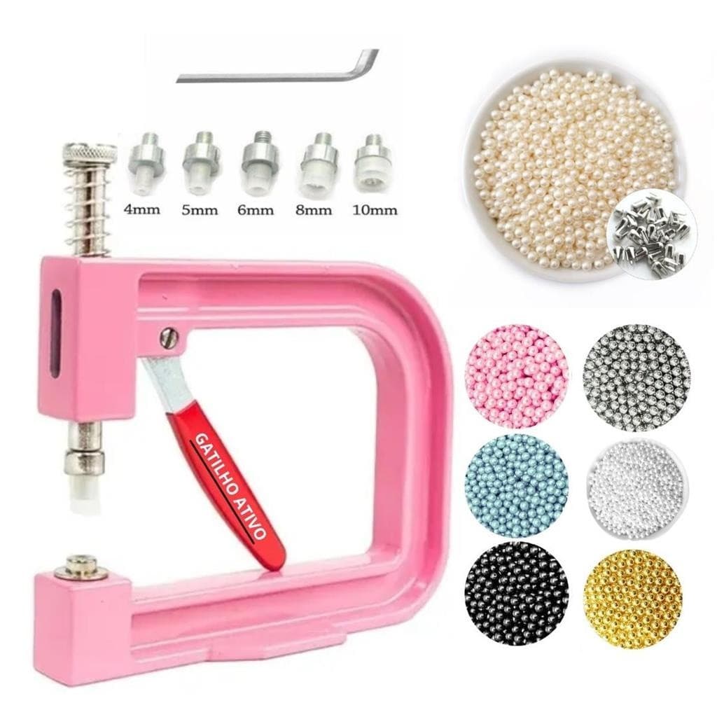 Kit Aplicadora Rosa De Perola + 200 Perolas, Matriz, Rebites