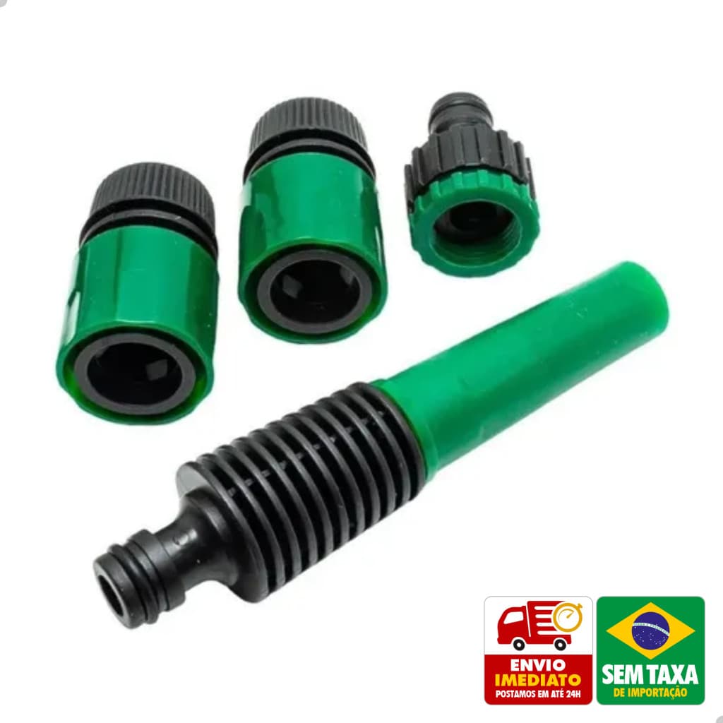 Kit de Adaptadores e Conectores para Mangueira Jardim 1/2 e 3/4 com Engate Rápido e Bico Esguicho