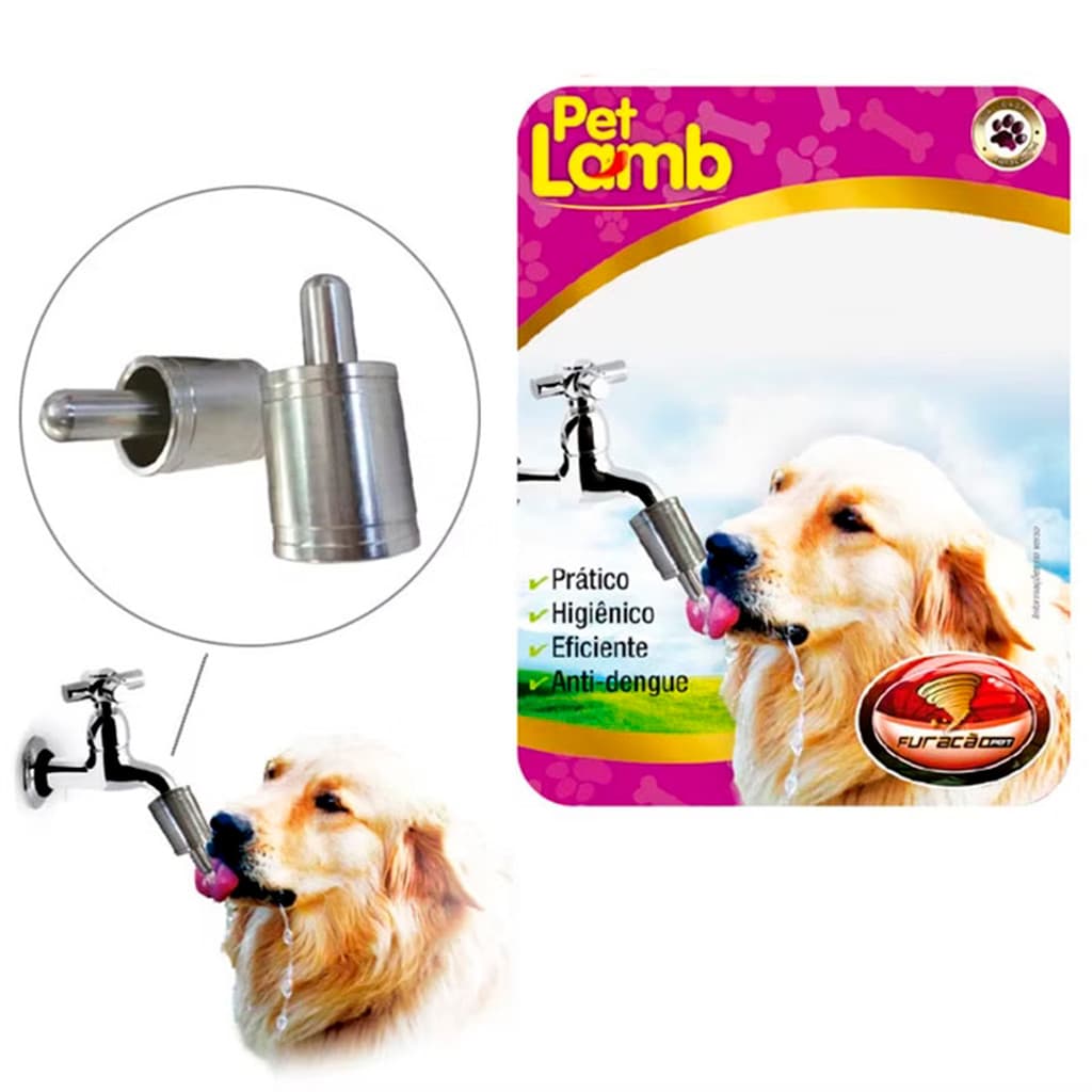 Bebedouro Torneiras Automática Universal 3/4 Pet Lamb Lambe Cachorro Cães Alumínio Furacão Pet