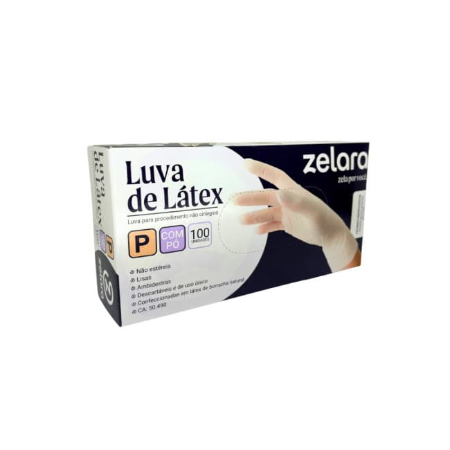LUVA DE LATEX COM PÓ ZELARA CX COM 100 - TAMANHO M