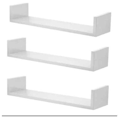 Promoção 3 Prateleira Nichos U Livros 30x10 Mdf Branco 15mm