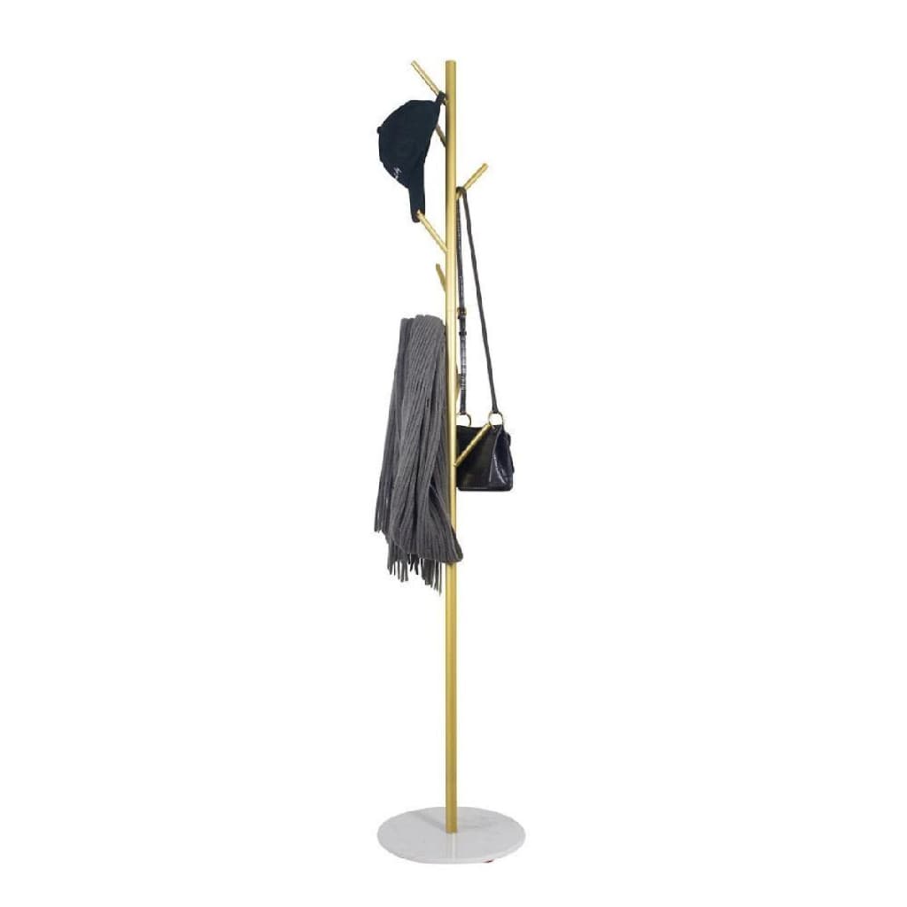 Cabideiro Pendurar Roupas Com Base De Mármore Chão Dourado
