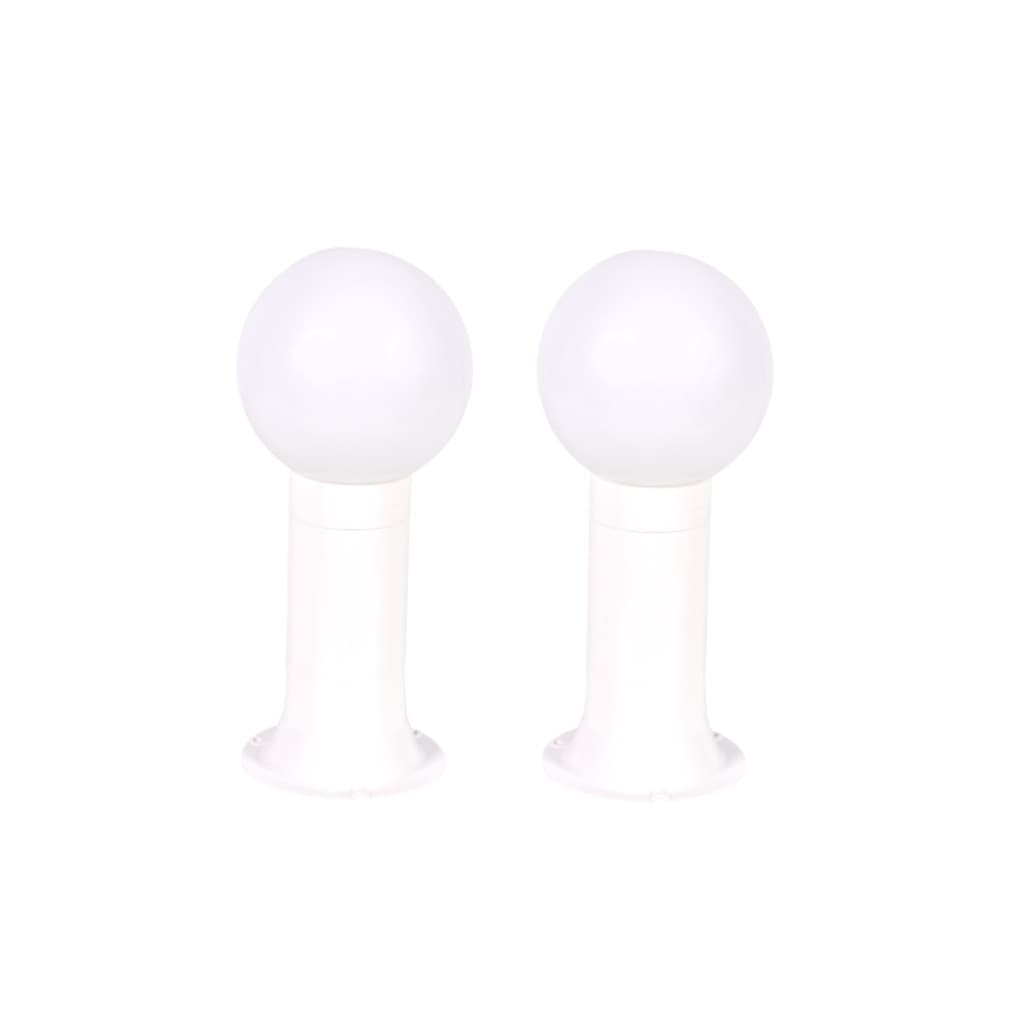 Poste Balizador Luminária Globo Jardim 35cm Branco Kit 2
