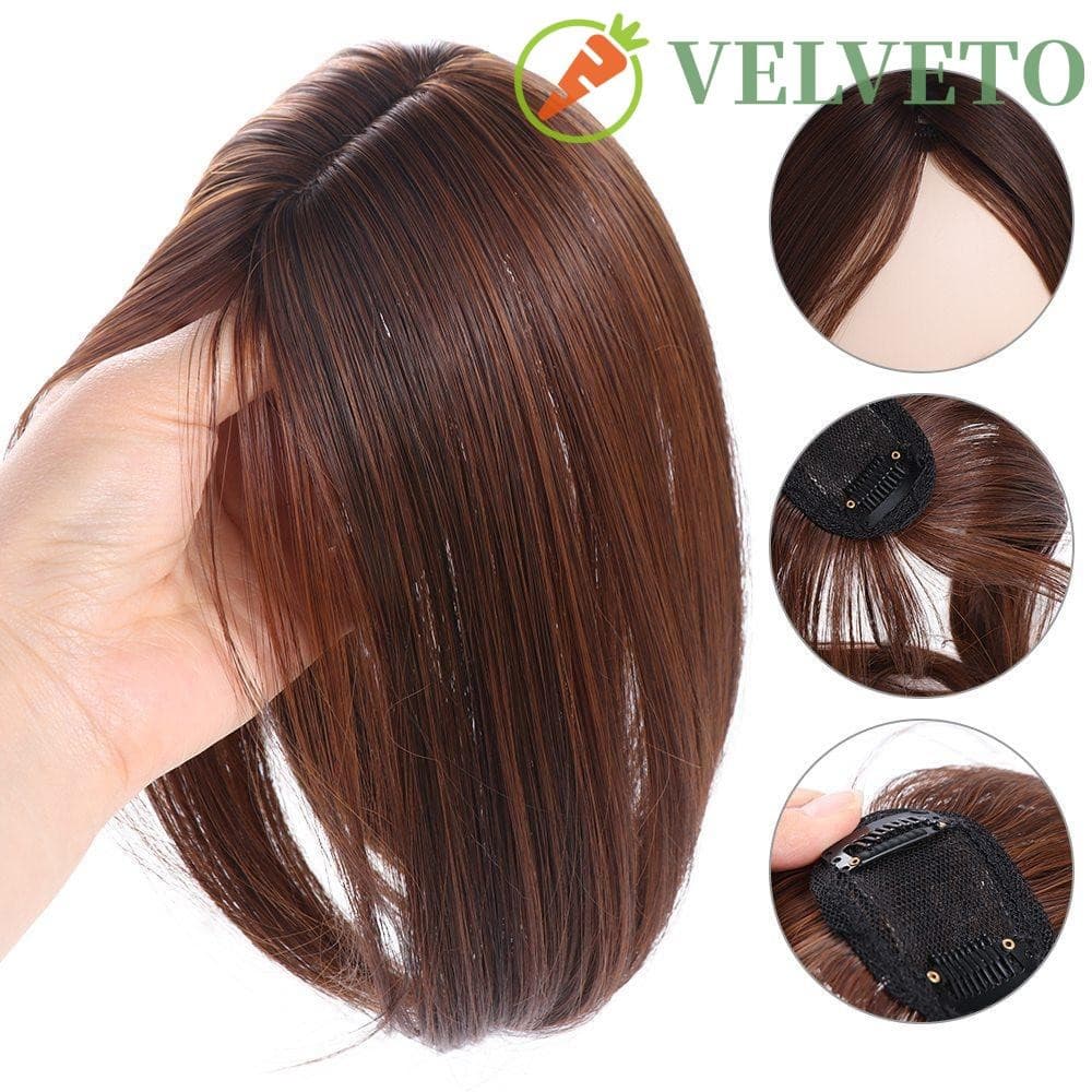 ELVETO Top Hair Bangs , Extensões De Cabelo Franja Falsa Natural , Com Peruca Invisível Sem Costura