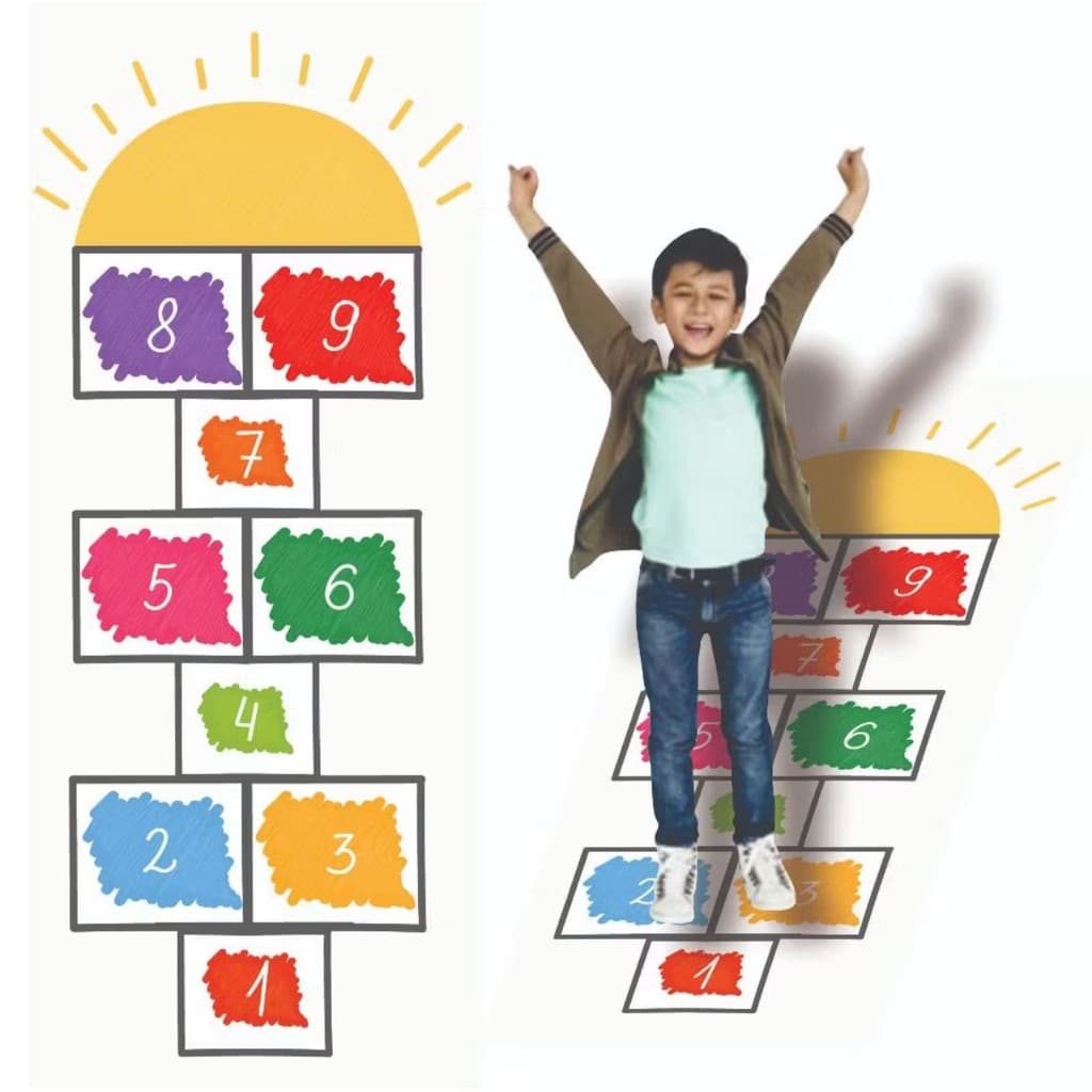 Adesivo de chão Amarelinha Pedagógico Infantil Brincadeira 0,40 X 1,50 AMARELINHA