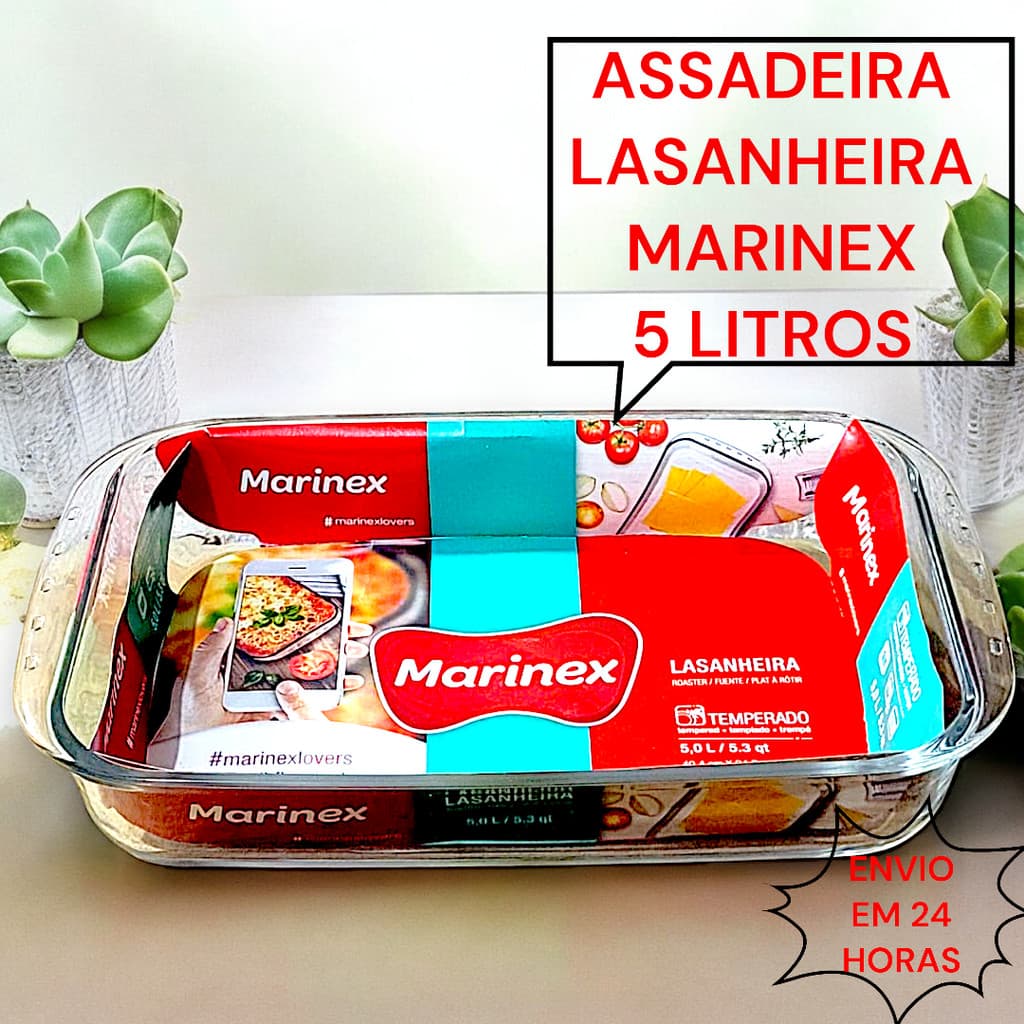 Assadeira Lasanheira de Vidro Marinex 5 litros Travessa Nadir Figueiredo Forno Micro-ondas Airfray
