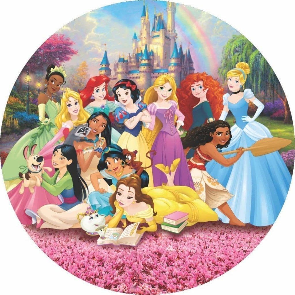 Painel redondo Princesas 50X50 em tecido com elástico