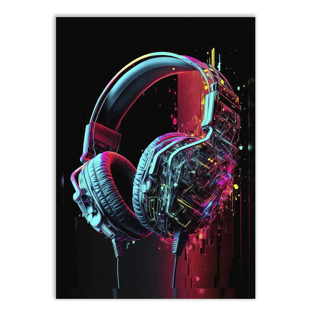 Placa Decorativa Gamer Headset Colorido Decoração