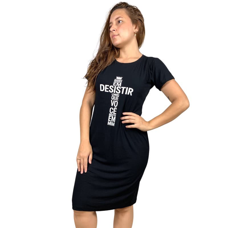 Vestido Evangélico Curto básico com estampa cristã