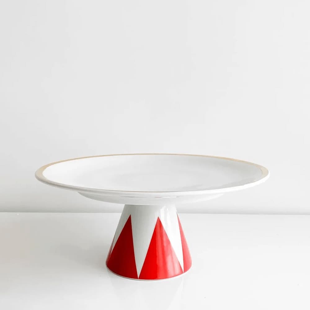 Boleira de Porcelana P Lollipop Vermelho - Casa Toco