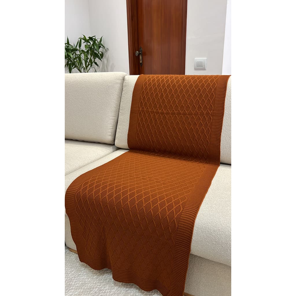 Peseira Manta Tricot Sala Cama Solteiro Sofá 160x60cm Veneza