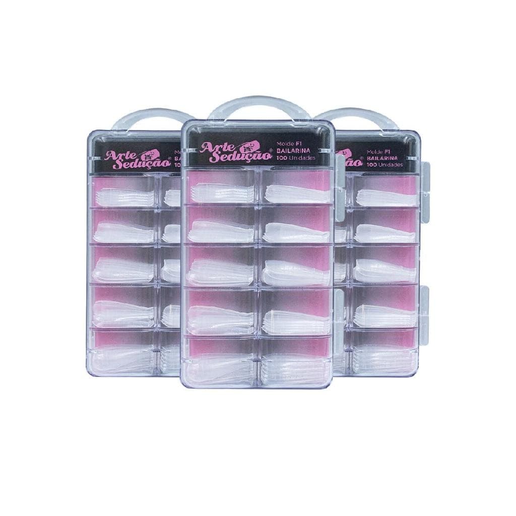 Kit 300 Molde F1 Bailarina Unhas de Gel Poligel Arte Sedução Decoração Unhas Unha Artificial