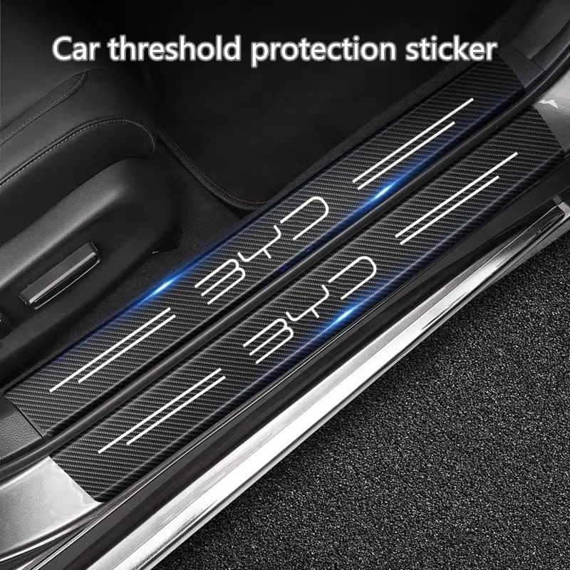 Adesivo De Proteção De Soleira De Porta De Fibra Rbon 4 Peças Acessórios De Carro Para BYD Tang F3 E6 Atto 3 Yuan Plus S