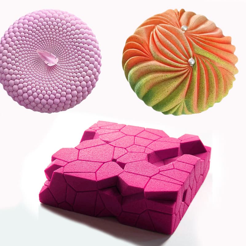 Grau alimentício francês Rock pérola amor coração Mousse molde de bolo de Silicone cozinha sobremesa ferramenta de cozim