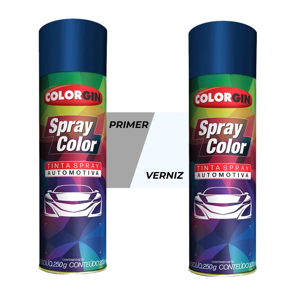 Kit Primer e Verniz Automotivo Spray Colorgin 300ml