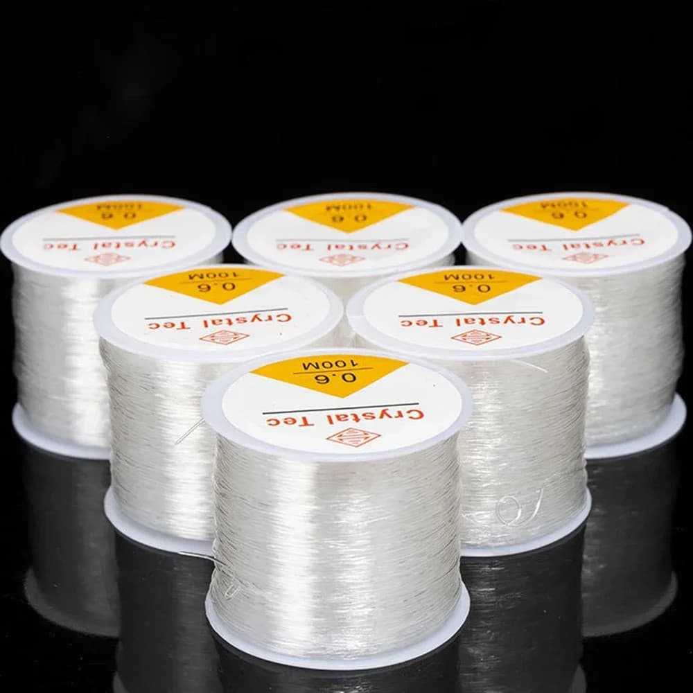 1 Rolo/100m Cabo Elástico Transparente Fio De Cristal Fibra Estiramento-Ideal Para Pulseiras , Colares E Acessórios De C