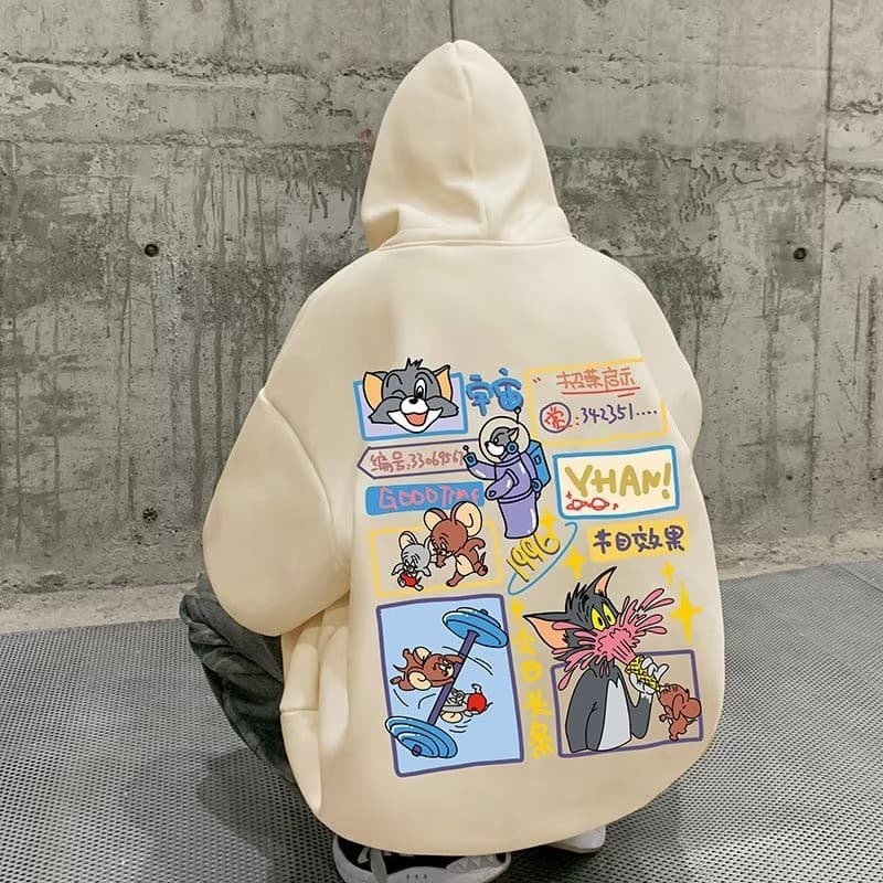 Moletom Unissex Canguru Algodão Tom e Jerry Moments Blusão Casaco Flanelado Alta Qualidade
