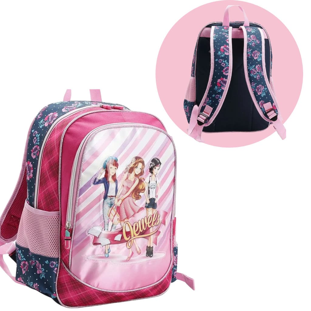 Mochila Infantil Feminina Escolar Espaçosa Leve Rosa ou Roxa 16L Resistente