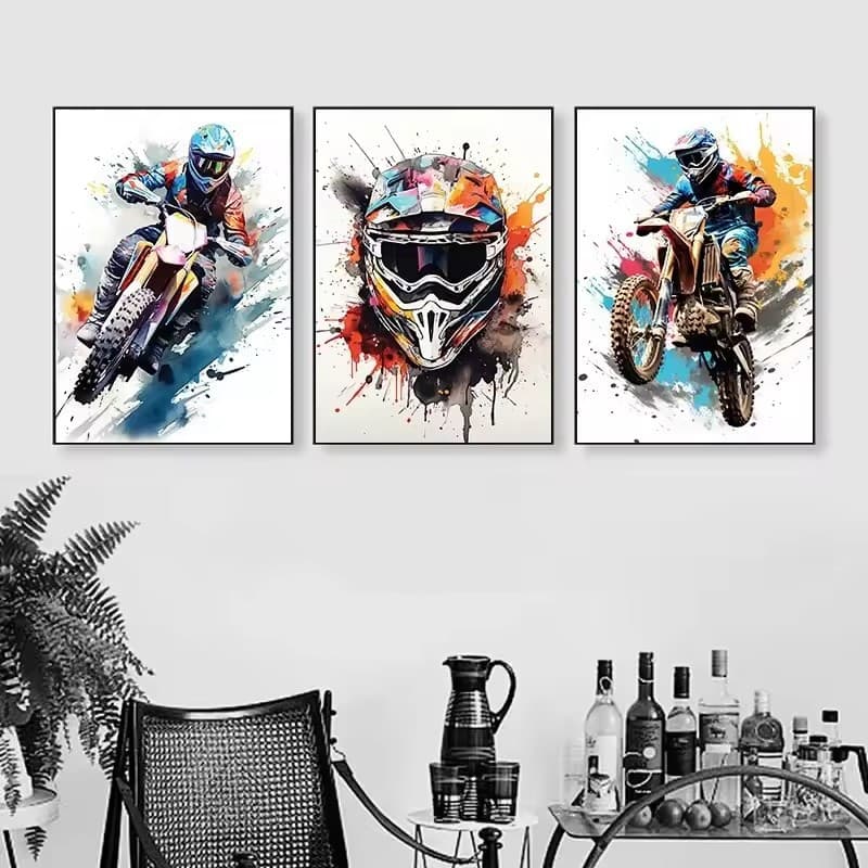 Kit 3 Placas Quadros decorativos Moto Motocross Radical