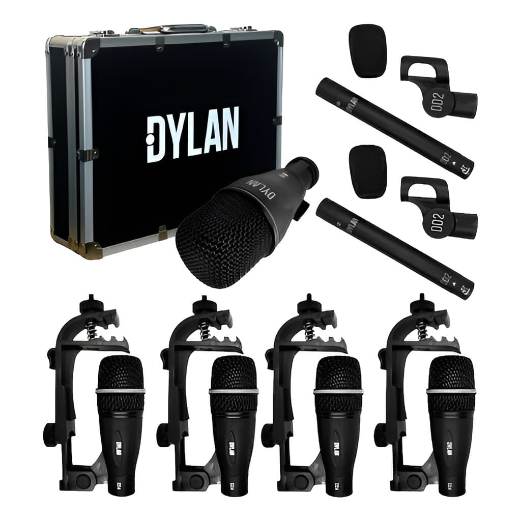 Microfone Dinâmico Dylan Dd7 Kit 7 Peças Cor P