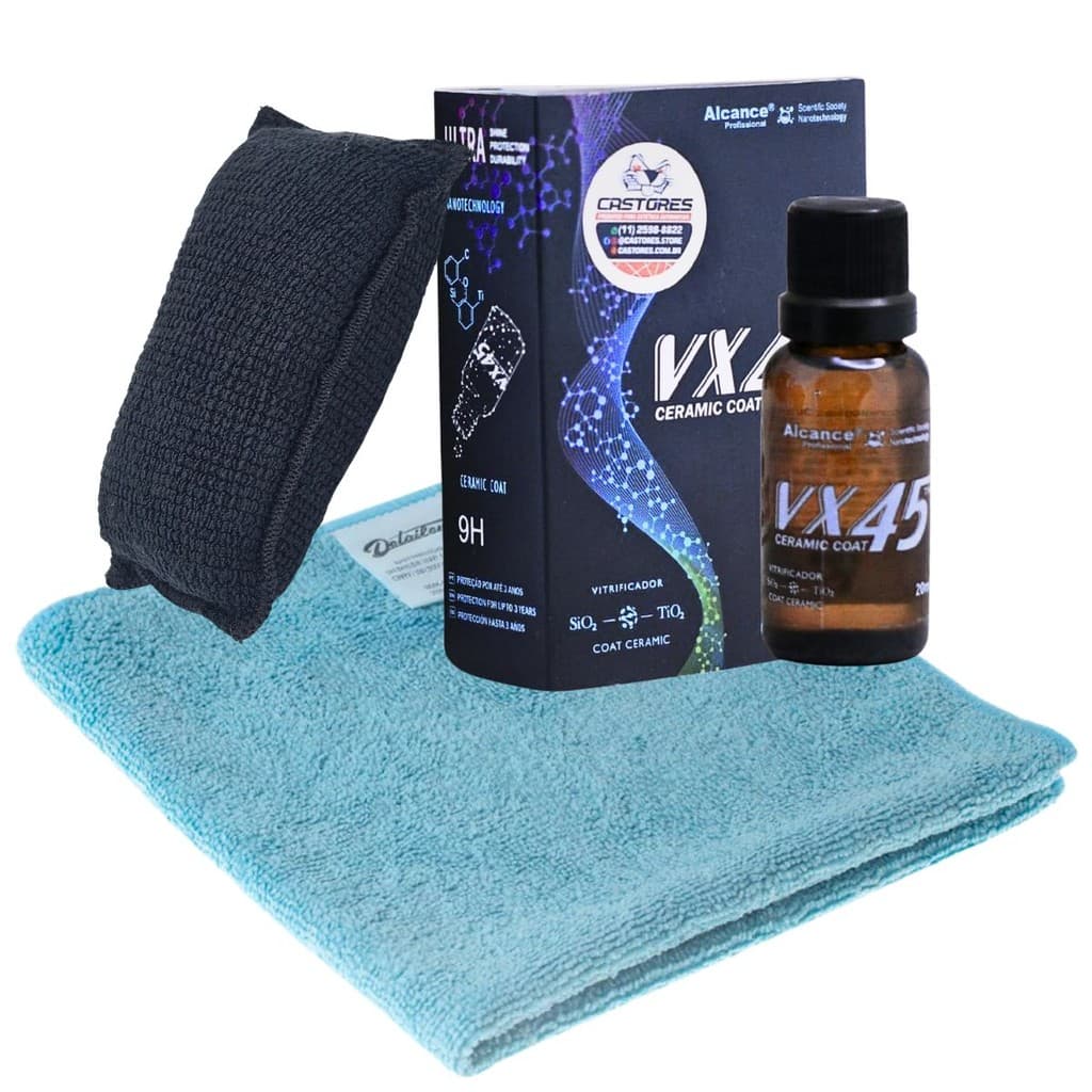 KIT VITRIFICADOR VX45 ALCANCE PRO + APLICADOR MACIO + MICROFIBRA REMOCAO COATING CERAMICO
