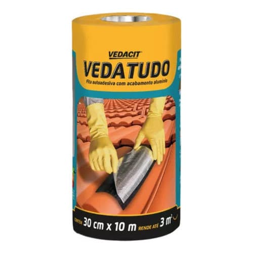 Fita Asfáltica Autoadesiva Aluminizado 30cm X 10m Vedacit