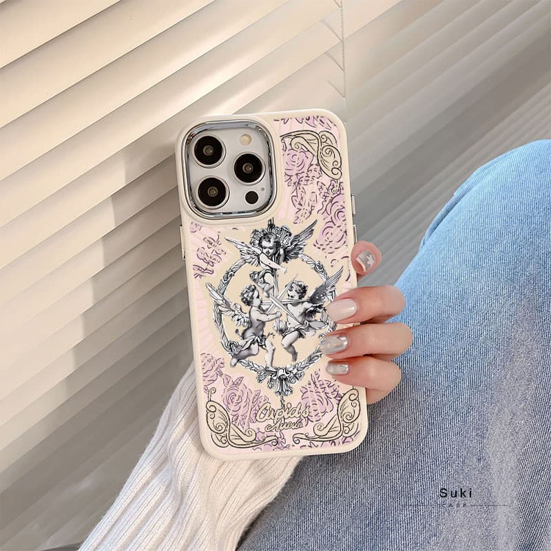Capinha capa silicone fosco Anti-impacto Anjo Cupido IPhone 13 12 11 14 15 16 Pro Max XR XS MAX CASE