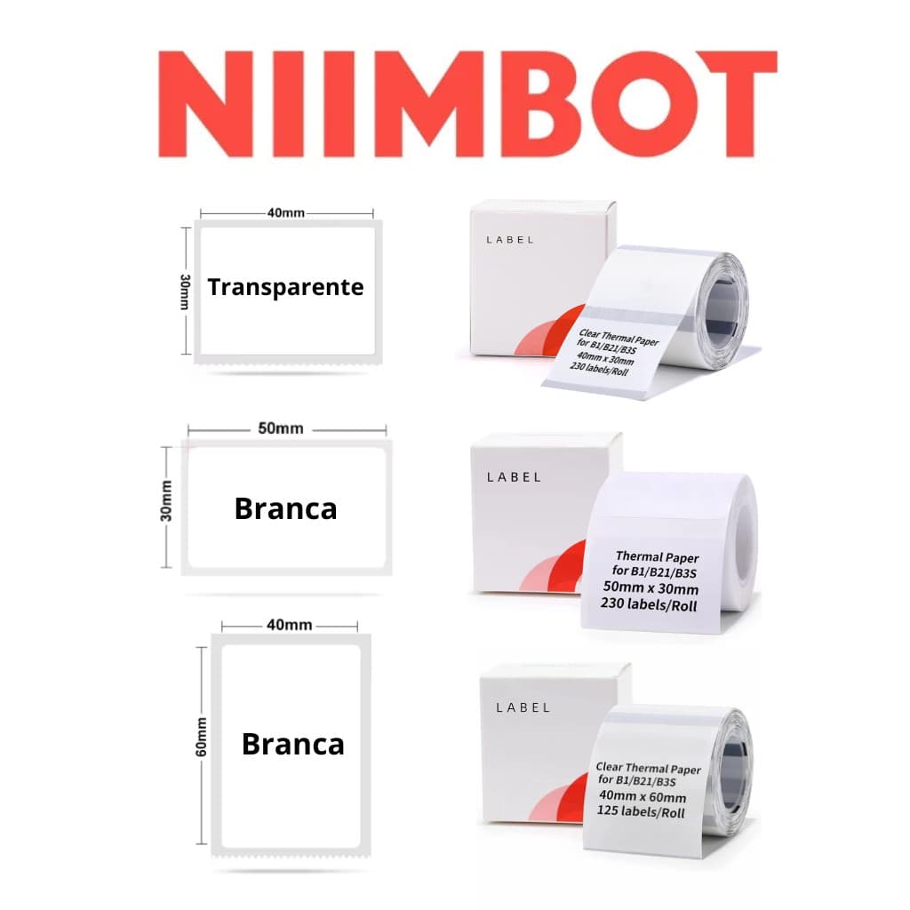 Niimbot B1/B21/B3S Etiquetas Papel Adesivo Térmico Para Impressão De Adesivas
